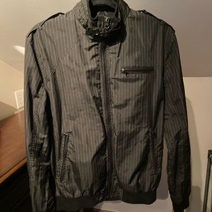 Black Pin-Striped Military-Styled Windbreaker